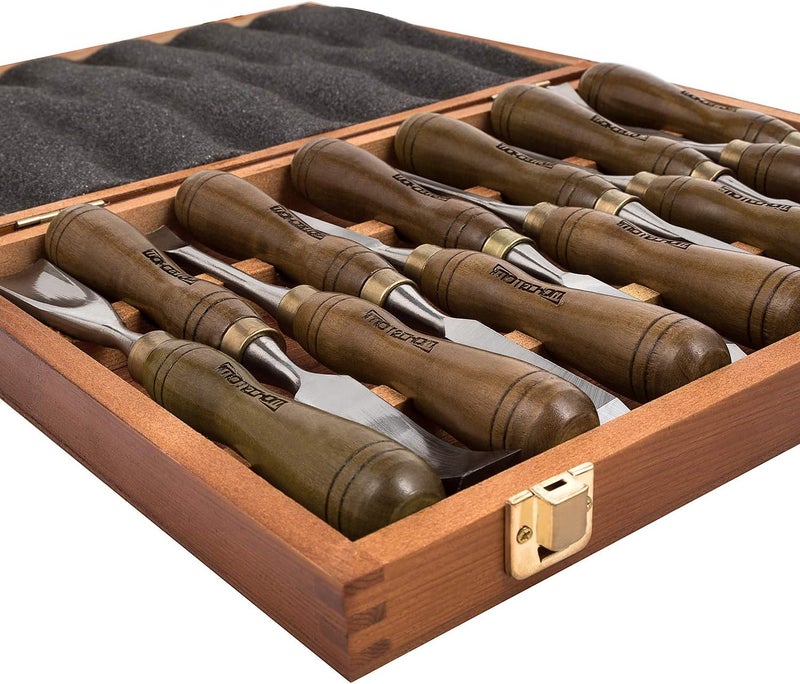IMOTECHOM 12-Pieces Woodworking Wood Carving Tools Chisel Set with Wooden Box, Razor Sharp CR-V 60 Steel Blades - Image 4